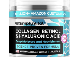 SimplyVital Collagen, Retinol & Hyaluronic Acid Cream - Anti-Aging Face Moisturizer for Face, Firming Skin Care Neck & Décolleté - Made in USA, Daily Moisturizer Face Cream Day & Night - 1.7 fl.oz.